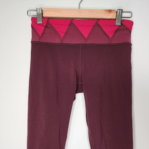 Lululemon Run Inspire Crop II Leggings Women's 4 Burgundy Activewear Pants - Picture 3 of 9